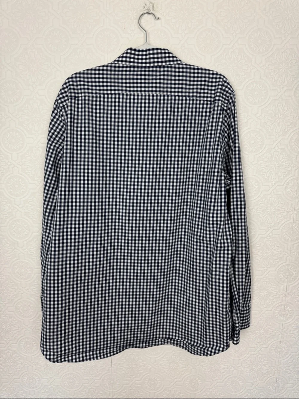Banana Republic Slim Fit Button Down‎ Shirt Mens XL Blue White Gingham Stretch